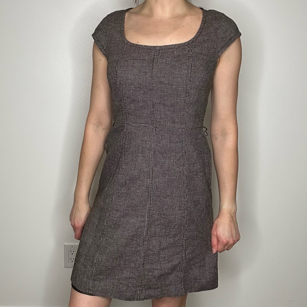 Ann Taylor Brown Open Neck Cap Sleeve Work Dress 10 P
